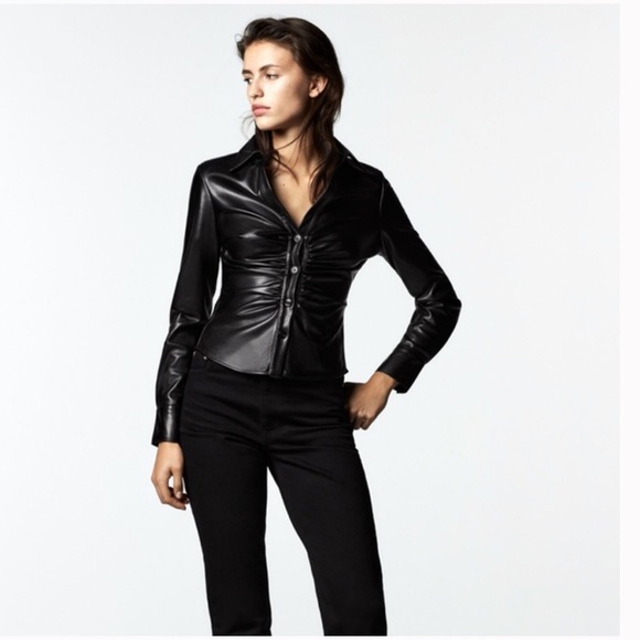 Zara Women’s Faux Leather blouse - Picture 6 of 10